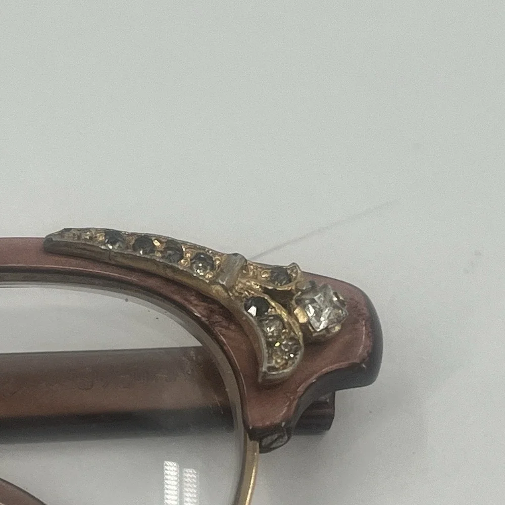 Artcraft Vintage Ornate Cat Eye Rhinestones Eyeglass Frames 1/10 12k GF 22MM‎